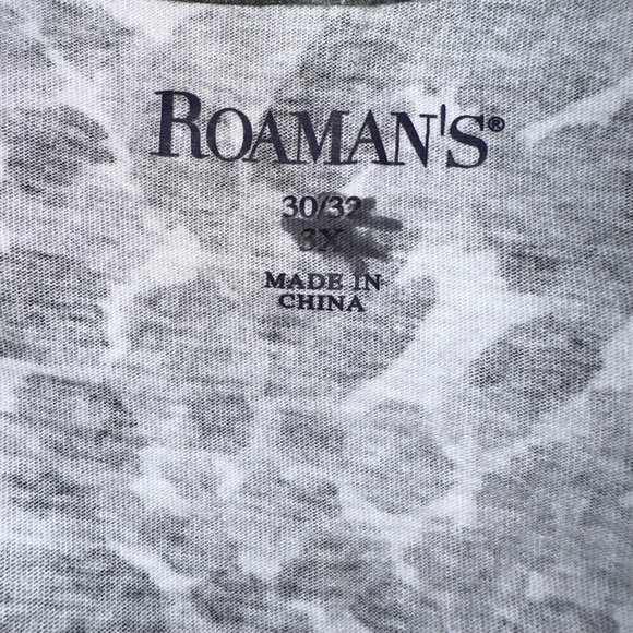 Roman's Women's Plus cheetah Black, Gray & White Short Sleeve Tee Size 3X 30/32 - Picture 4 of 8
